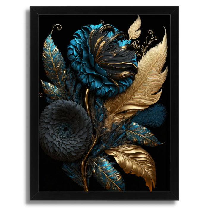 Floral Teal & Golden Leaves - Image 2