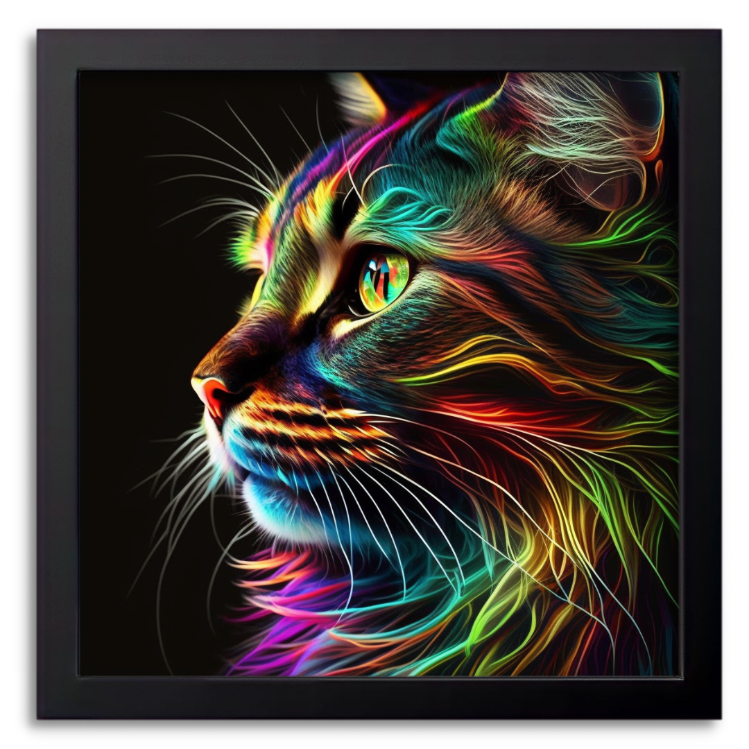 Rainbow Cat Artwork Print - Drawify