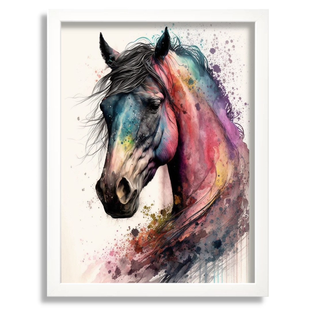 Rainbow Coloured Horse Artwork - Drawify