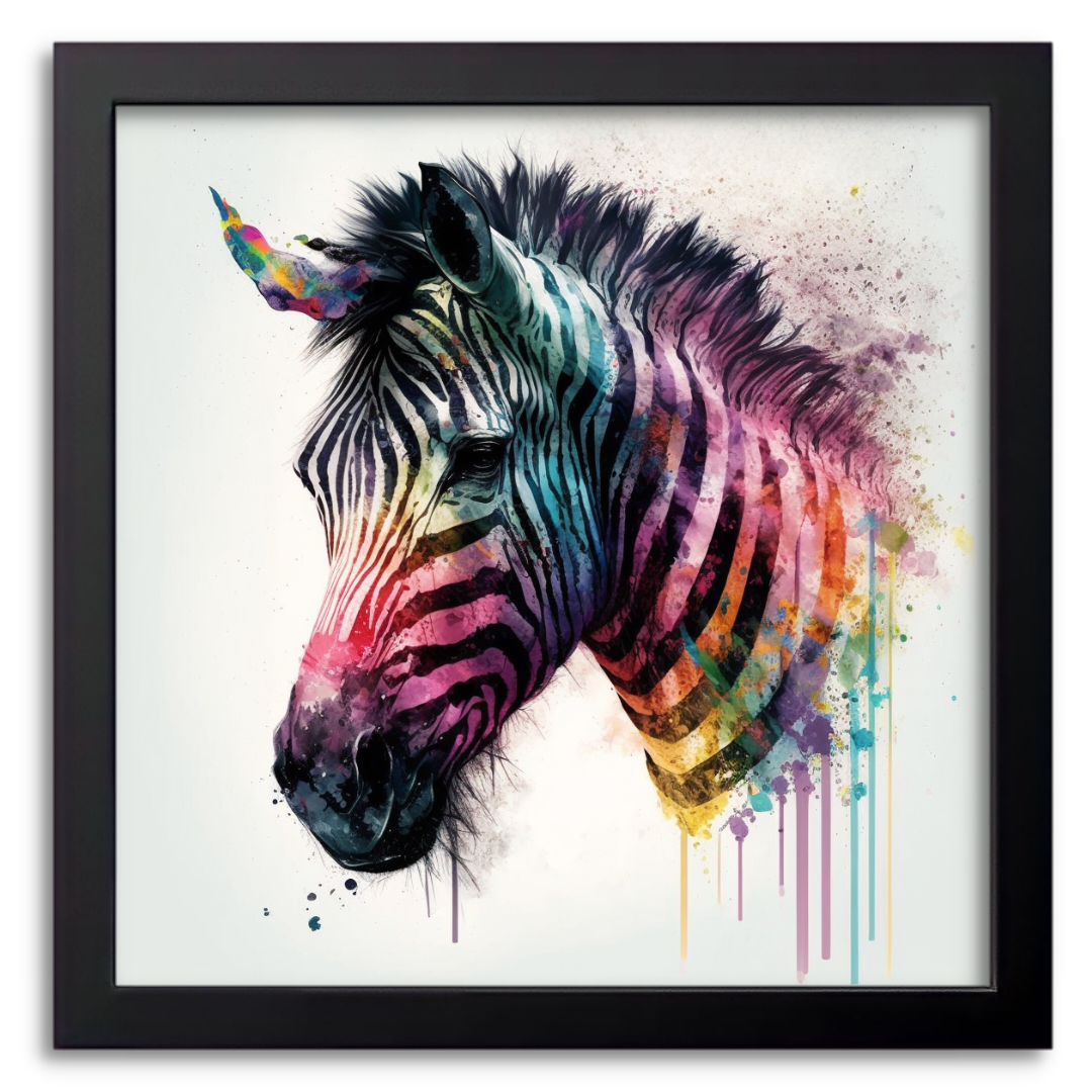 Rainbow Zebra Art Print - Drawify
