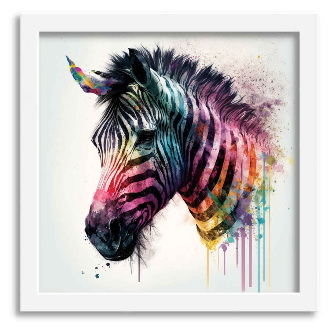 Rainbow Zebra Art Print - Drawify