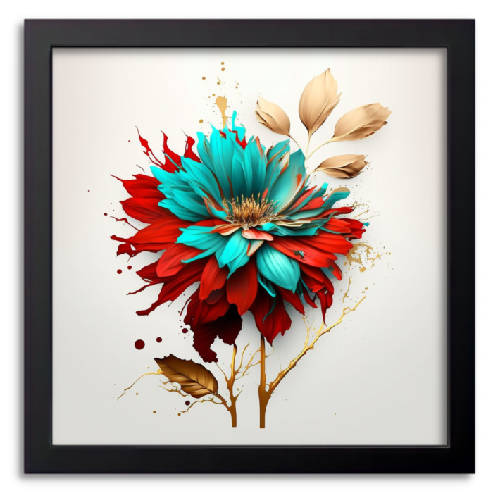 Red & Turquoise Floral Artwork