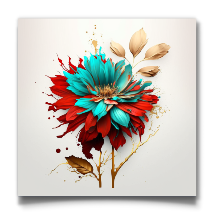 Red & Turquoise Floral Artwork - Image 3
