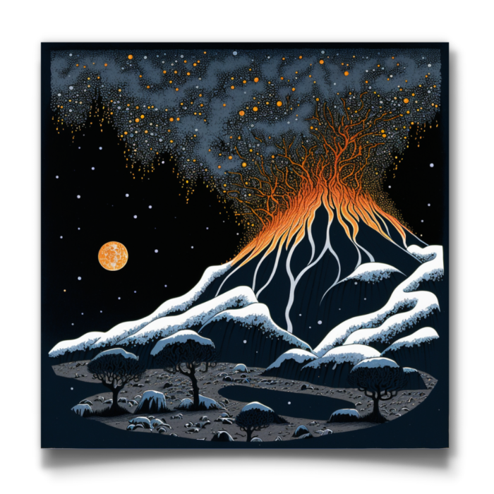 Snowy Volcanic Scene Art Print - Image 3