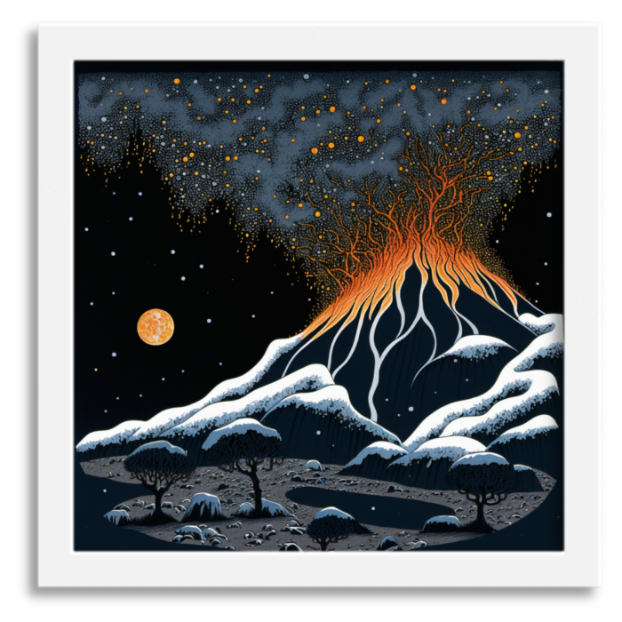 Snowy Volcanic Scene Art Print - Image 2