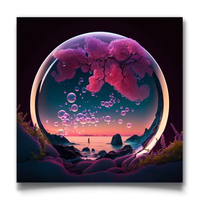 Tranquil Bubble Seascape Art - Image 3