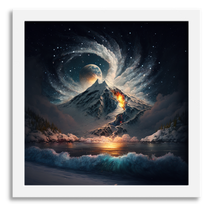 Volcanic Eruption: Moonlit Waterscape