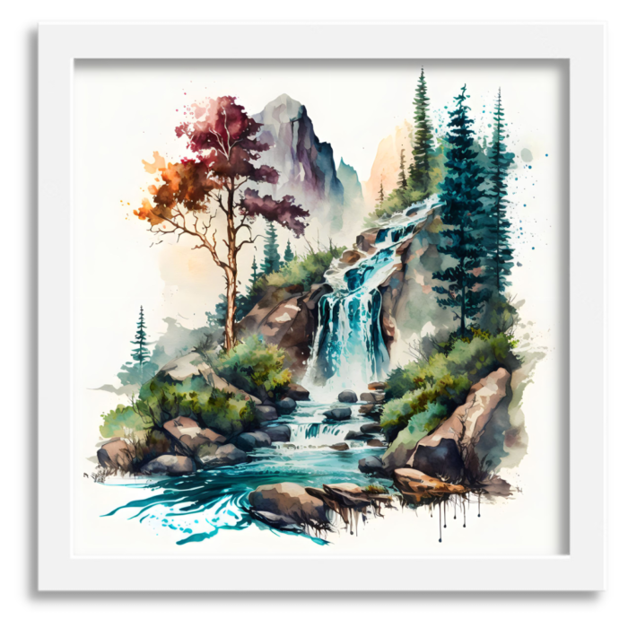 Serene Forest Waterfall Artwork