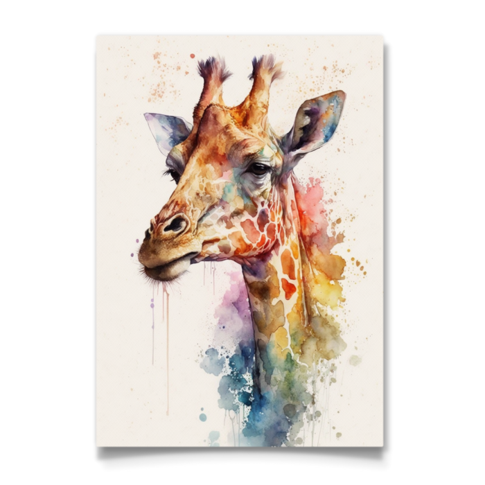 Watercolour Giraffe Artwork - Image 3