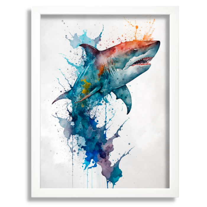 Watercolour Great White Shark Art - Drawify