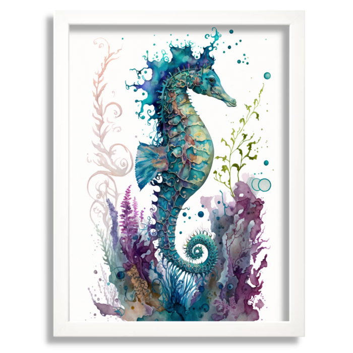 Watercolour Seahorse Artwork - Image 2