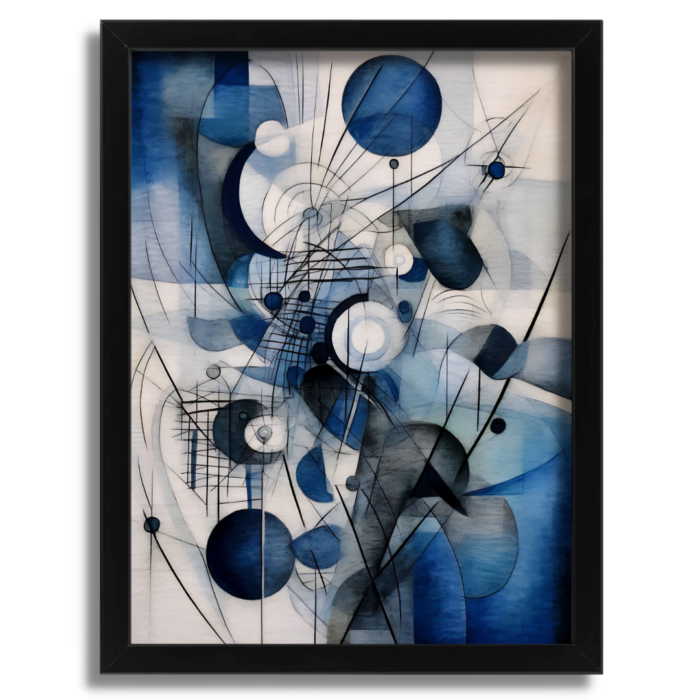 Dynamic Blue Abstract Composition Artwork - Image 2