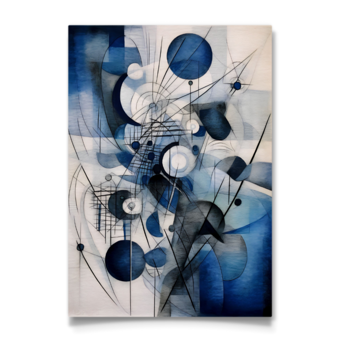 Dynamic Blue Abstract Composition Artwork - Image 3