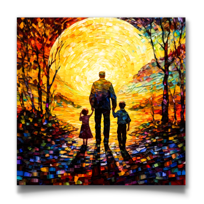 Father & Childen Sunset Woods Artwork - Image 3
