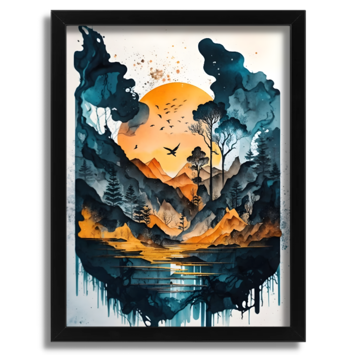 Mountainscape Ink-Style Artwork
