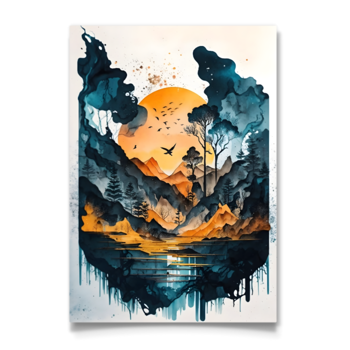 Mountainscape Ink-Style Artwork - Image 3