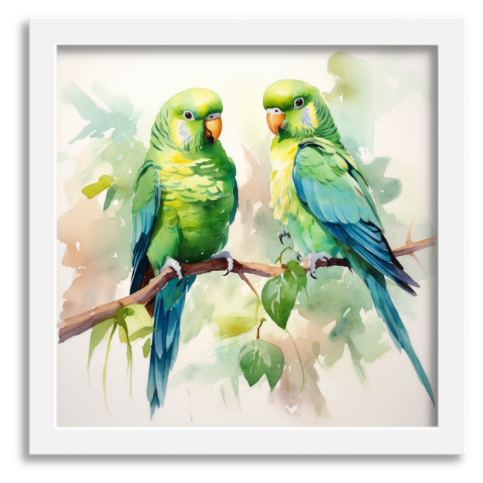 Watercolour Parakeets Artwork - Image 2