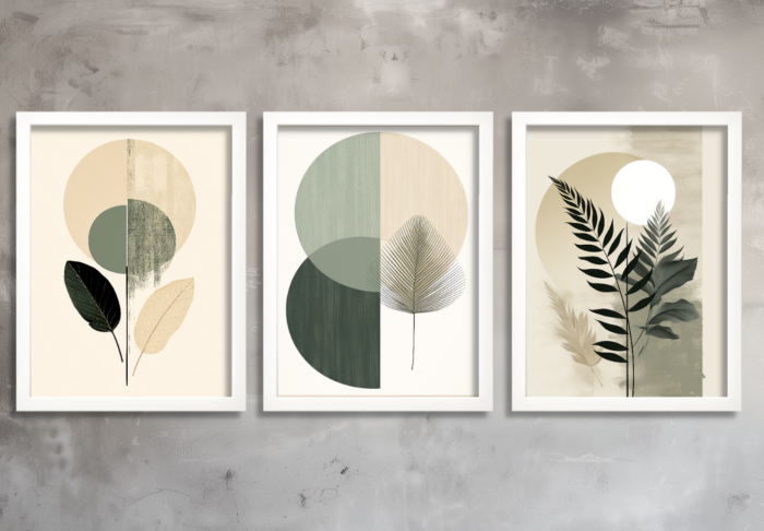 Modern Wall Art Set of 3 Framed Prints Boho Green Scandi Poster Art Minimalist Artwork - Image 4